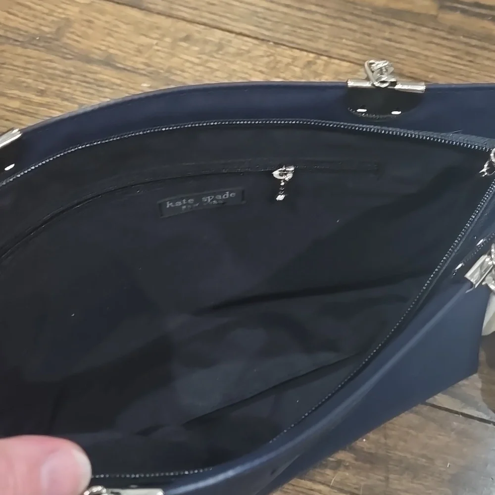 Kate Spade Vintage Small Satchel Navy Purse Metal Handles RARE